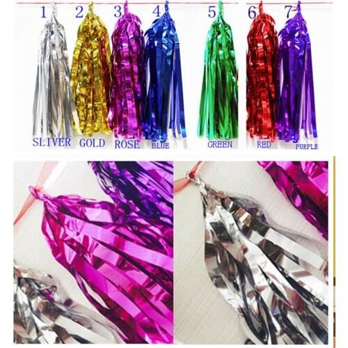 50pcs/lot 35cm,25cm long 25cm,12cm width Metallic color Tissue Tassel Garland, gold,sliver, blue red, green,used in wedding deco