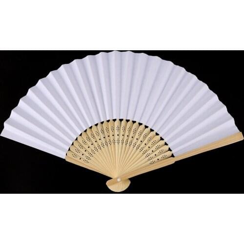 50 pcs/lot White Folding Elegant Paper Hand Fan Wedding Party Favors 21cm ladies shower wedding favors gift birthday party decor