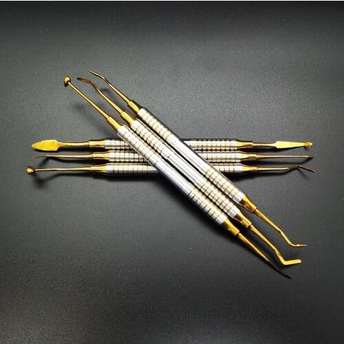 6Pcs/Kit Dental Composite Resin Filling Spatula 18.5cm Resin Filling Repair Tools Instrument Titanium Plated Head