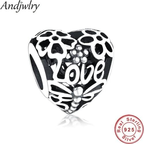 925 Sterling Silver Fit Original Charm Bracelets Charms Dragonfly Love Heart Flower Beads DIY Jewelry Making Berloque