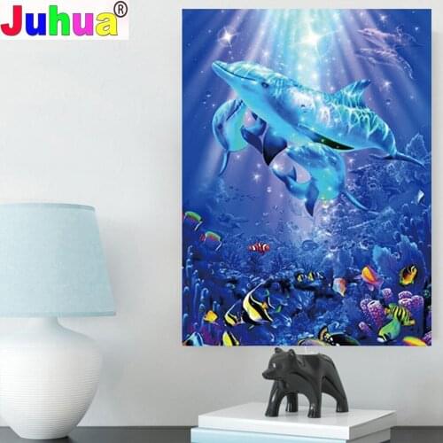 Diamond Painting 5D DIY"Animal Ocean Dolphin"Cross Stitch Embroidery Complete Kit Home Decoration Wall Decoration Holiday Gift