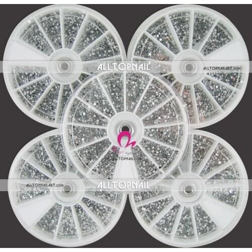 DHL Free Shipping-60 Wheels Clear 1.5mm Faceted Round Nail ART RHINESTONES 144000pcs Professional Silver 3D Nail Art Decoration