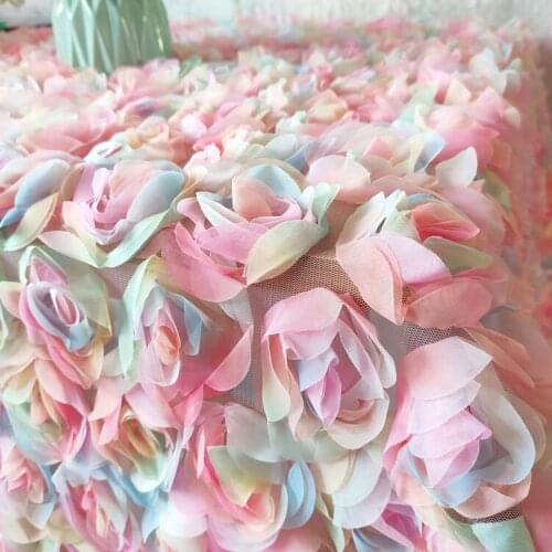 Noble Color Silk Rose Cut Flower Lace Fabric Dress Wedding Booth Curtain Background Fabric