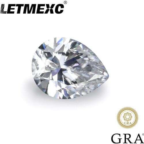 Letmexc Loose Moissanite Diamond Gemstones D Color VVS1 Pear Cut for Custom Jewelery with GRA Certificate