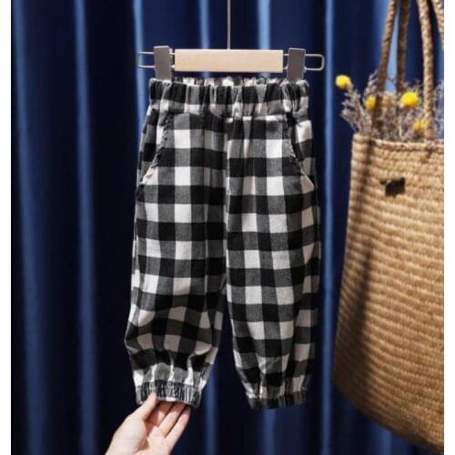 Girls' spring fashion pants trousers autumn new Baby kids girls boys casual pants children cotton plaid pants trousers P4 182
