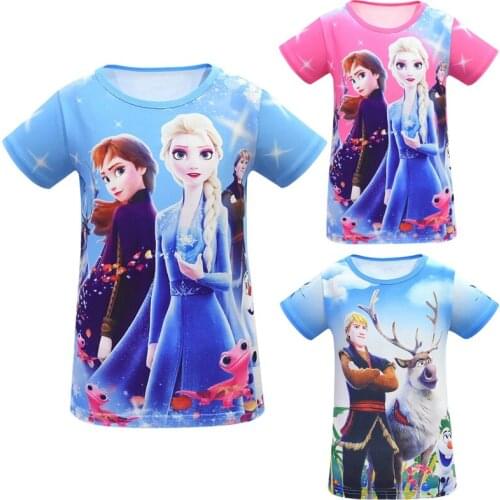 Kids Summer Clothes Girls T Shirt Princess Elsa Graphic T Shirts Boys Cartoon T Shirts Thanksgiving Shirt Girls 110-150cm