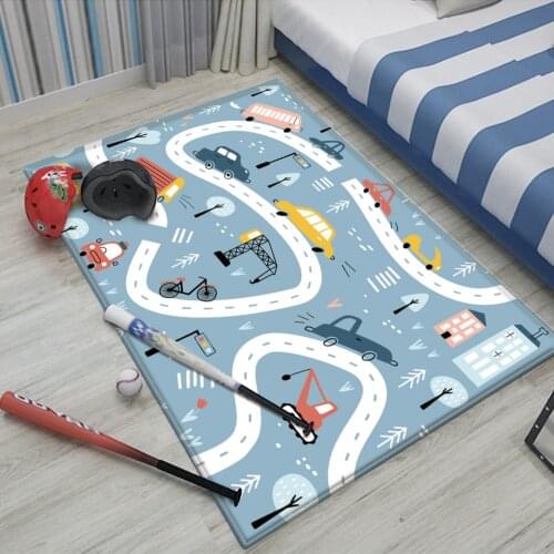 Dropshipping Baby Mat Children Flannel Carpet Non-slip Childrens Carpet Living Room Bedroom Car Road Game Carpet Mat