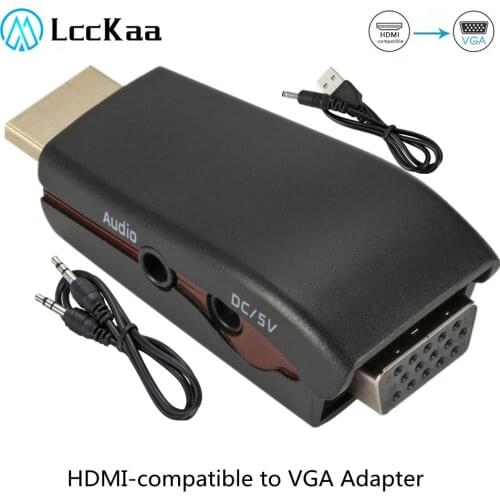 HDMI-compatible Male to VGA Female Converter 3.5mm Audio Cable Adapter 1080P HD Video Output for PC Laptop TV Monitor Projector