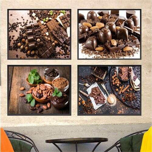 Bitter Dark Chocolate With Nuts And Cocoa Beans Home Kitchen Room Pictures Posters And Prints Of Paintings Wall Art Paintings