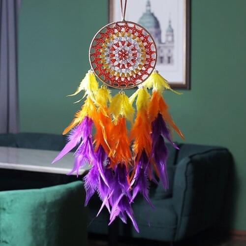 Colorful True Feather Dream Catcher Lights up Creative Weave Dreamcatcher Girls Practical Special Birthday Gifts Home Decoration