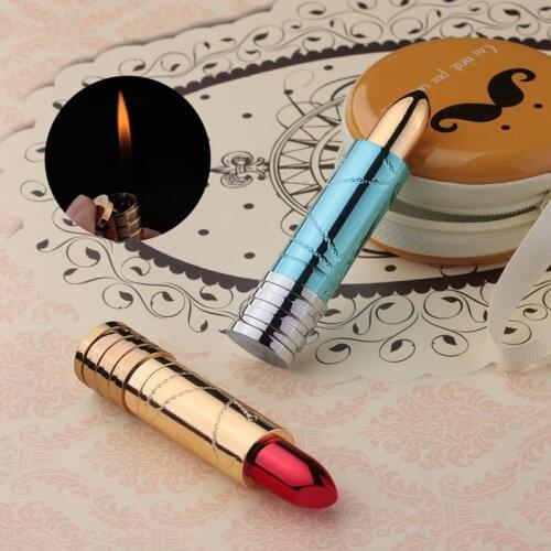 Creative Personality Metal Cigarette Lighter Ladies Lipstick Styling Lighter Inflatable Open Fiame Gas Lighter