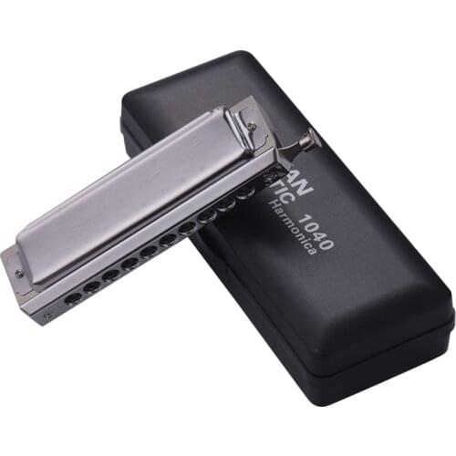 Swan Chromatic Harmonica 10 Holes 40 Tones Key of C Silver with Exquisite Box