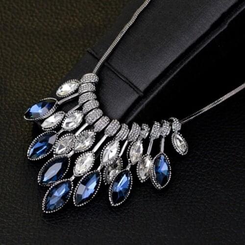 Fashion Elegant Temperament Vintage Necklaces & Pendants Crystal Maxi Necklace for Women Female #293648