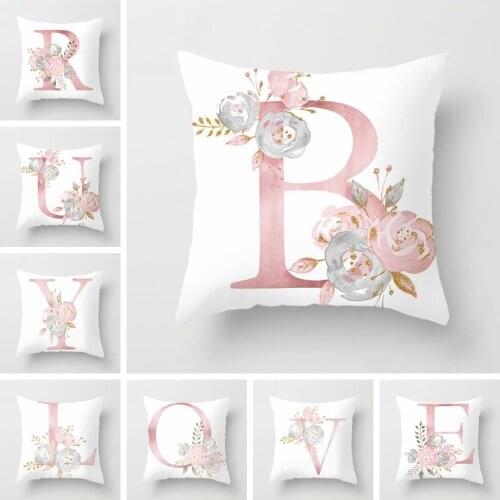 RUBYLOVE Pink Letter Decorative Pillow Cushion Covers Pillowcase Cushions for Sofa Polyester Pillowcover cuscini decorative