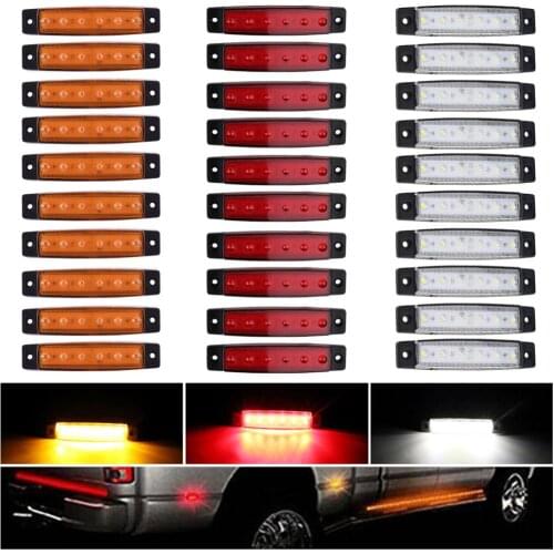 Novelty Light 30pcs 12V 6 LED Red White Yellow Truck Trailer Pickup Side Marker Indicators Light Car Side Decor