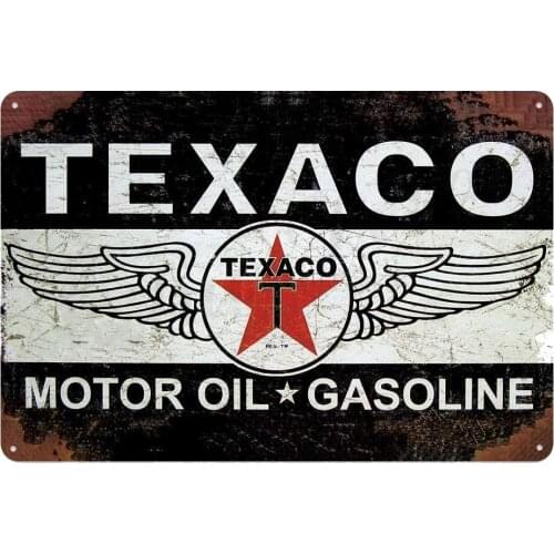 Original Vintage Design Texaco Motor Oil Tin Metal Wall Decoration Signs, Thick Tinplate Art Poster for Garage/Man Cave