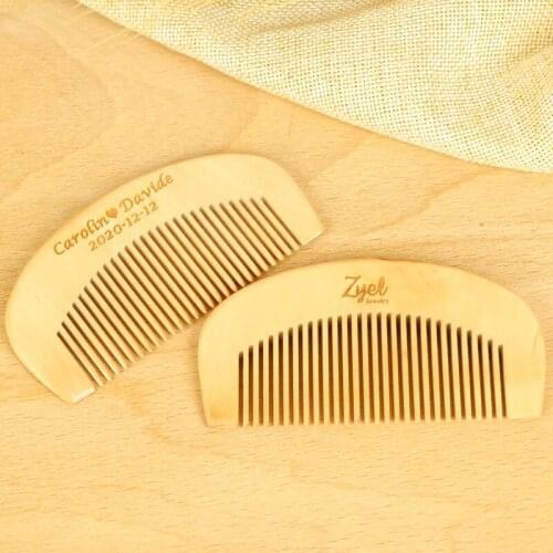 Personalized wedding Engraved name date wooden comb Bridesmaid gift Engagement wedding favors and gifts for guest