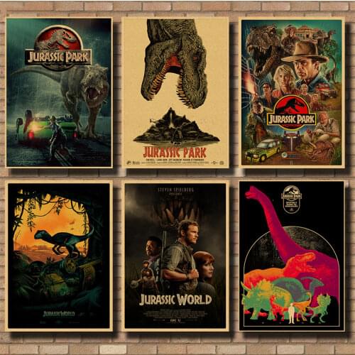 Jurassic Park Dinosaur world Movie Poster Jurassic World retro Kraft paper Poster Wall stickers Home Decoration Wall Decor