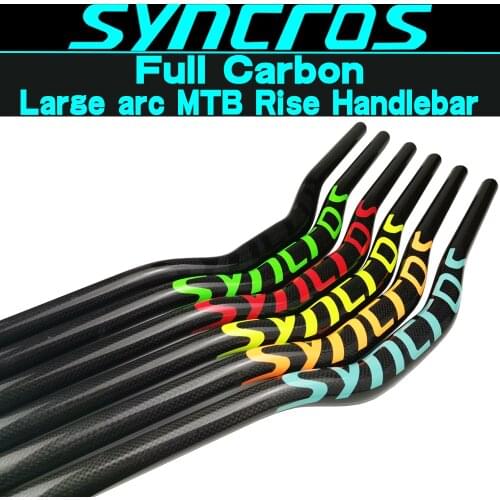 Syn Full Carbon Fiber MTB Bicycle Large Arc Swallow-shaped Handlebar Mountain Bike Rise Handlebar Back Sweep 20 Degree 720mm