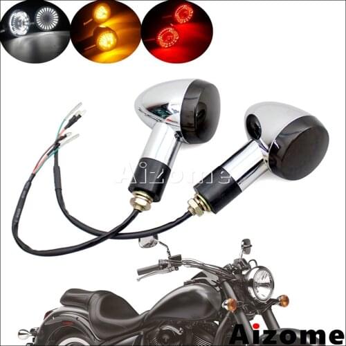 Motorcycle 3 in 1 Front Rear Turn Signals For Honda Suzuki Yamaha Kawasaki Crusier Custom M10 Blinkers Taillight Turn Indicators
