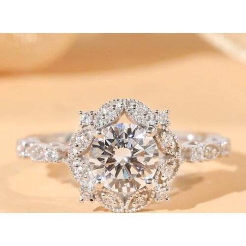 Luxury Elegant Rings Geometric Hollow Round AAA Cubic Zirconia Adjustable Size Jewelry For Women Wedding Engagement Couple Gifts