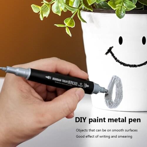 Double-Head Silver Mirror Marker DIY Paint Mirror Chrome Finish Metallic Water UV Resistant Student Supplies Craftwork Pen