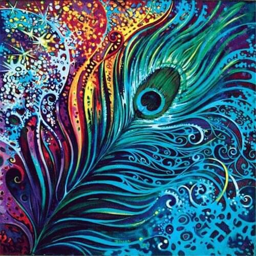 Mandala Feather Diagram Printed Water-Soluble Canvas 11CT Cross Stitch Complete Kit Embroidery DMC Threads Needle