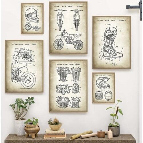 Helmet Locomotive Motorcycle Suit Wall Art Canvas Painting Nordic Posters And Prints Vintage Wall Pictures For Living Room Decor