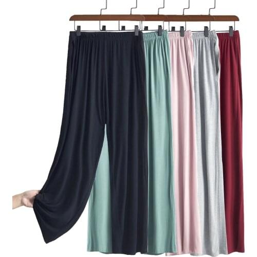 Summer men home sleep pants wide leg sleep bottoms soft Comfortable cotton sleepwear plus size 7XL bottoms homewear Breathable
