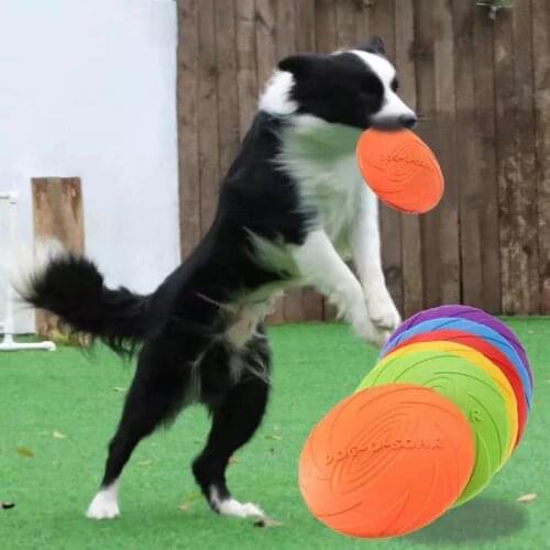 Dog Flying Saucer Pet Toy Flying Saucer Dog Silicone Bite Resistant Flying Saucer Can Float Training Throwing Toy