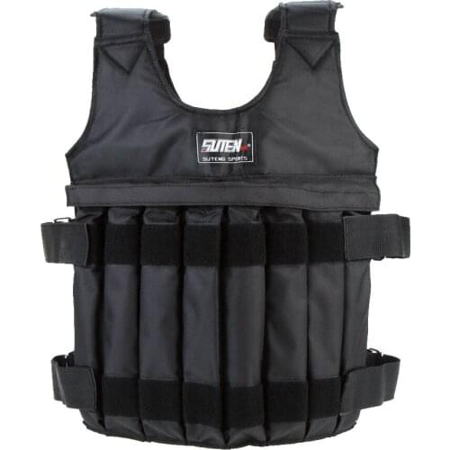 SUTEN 20kg Loading Weighted Vest For Boxing Training Equipment Adjustable Exercise Waistcoat Black Jacket Swat Sand Clothing