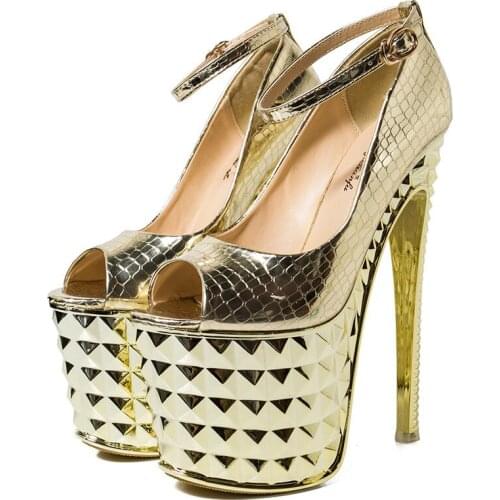 19CM Thin High Heels Shoes Women PU Buckle Strap Peep Toe Rivet Casual Office & Career Dress Party Wedding shoes women black