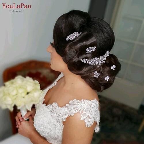 TOPQUEEN HP387 Full Rhinestone Wedding Hair Comb with Forks Set Sparkling Diamands Bridal Hairpins Handmade Hair Accessories