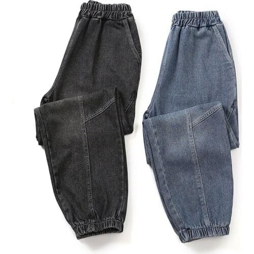 High Quality 2021 Denim Jeans Capris Casual Harem Pants for Women Streetwear Loose Plus Size High Elastic Waist Girls Trousers