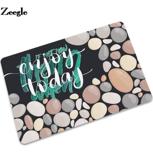 Zeegle Letter Print Kitchen Carpet Anti-slip HomeDecor Floor Mat Dustproof Super Thin Door Mat for Child Bedroom Rubber Rug