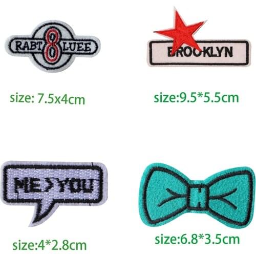 1PCS Black White English Alphabet Rectangle Embroidery Patches for Clothing Stripes Written Words Sticker Clothes Letters Badges