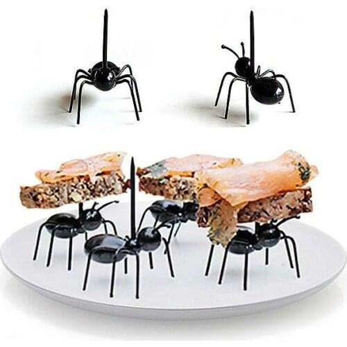 12Pcs/set Mini Ant Fruit Fork Cutlery Plastic Cake Dessert Forks Food Pick Tableware for Party Decor Bar Kid Dessert Forks