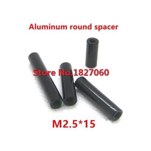 20pcs/lot M2.5*15 Aluminum Spacers Female Round Nut Standoff Spacer Model Aircraft With Black Color D=4mm Anodized Column