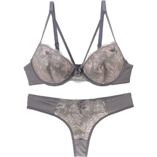 2020 New Fashion Underwear Sets For Womens Sexy Female Lace Adjustable Straps Push Up ABC Cup Bras Panty Plus Size Lingerie