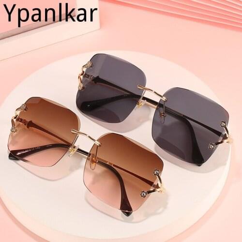 2021 Trend Fashion Sun Glasses Men Rinless Sunglasses Vintage Square Sun Glasses For Driving Shades Gafas De Sol