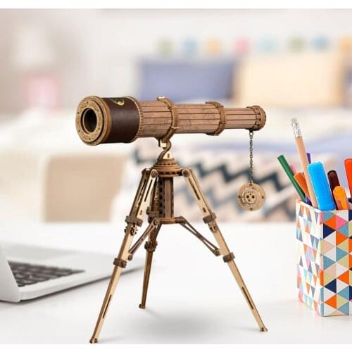 314pcs Monocular Telescope Wooden Handmade Gift 3D Stereo Assembly Model Children Adults DIY Crafts Ornaments Jigsaw Puzzle Set