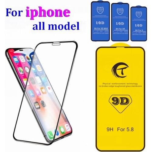 500set 10D 9D Full Glue Full Cover 3D Curved Edge Tempered Glass Screen Protector Film For iPhone 12 mini 11 pro max X Xs 8 7