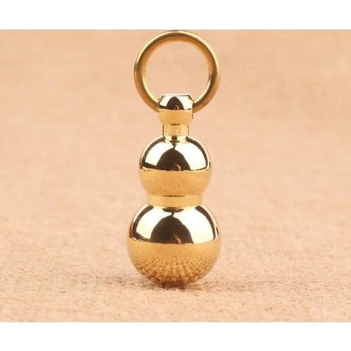 Amulet, accessories, Chinese style, copper alloy, gourd, mirror polished hand craft mini brass pendant bless the peace