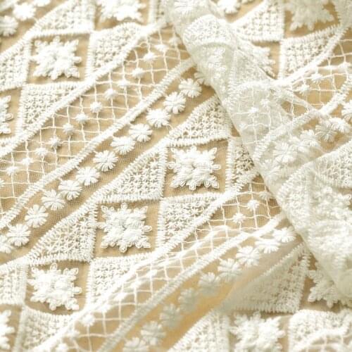 White black beige mesh fabric beige embroidered lace fabric cheongsam dress Dress embroidery fabric for handmade diy sewing