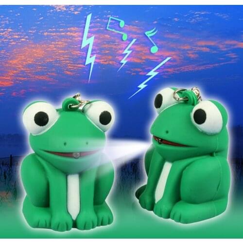 FREE SHIPPPING BY DHL 200pcs/lot 2015 New Plastic LED Ugly Frog Shaped Keychains with Sound Novelty Gift Keyrings for Kids
