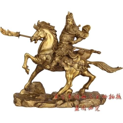 A bronze statue of Guan Gong ancient light copper ornaments Guan Zhaocai Fortuna Wu Home Furnishing office decoration