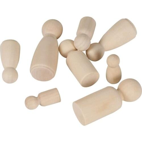 Natural Wooden Beads Loose Boys Girls Shape Wood Beads 35mm 43mm 53mm 65mm DIY Children Graffiti Toys Jewelry Findings 50pcs/lot