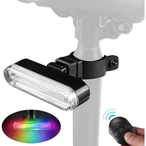 Color Bicycle Tail Light Smart Turn Signals Ultra Bright Cycling RGB Lights Wireless Charging Remote Control Bike Back Rear Lamp