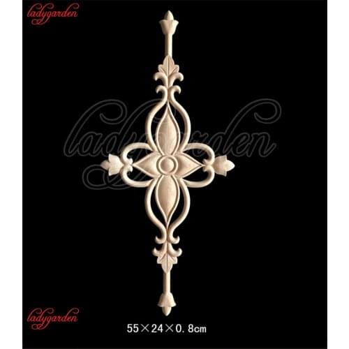 Solid Wood European Style Woodcarving Decal Home Furniture Carved Applique Window Door Decor Wooden Figurines Crafts