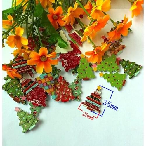 Wood Button Sewing Scrapbooking Christmas Tree 2 Holes 3.5cm x 25.0mm,80 PCs 2016 new Craft Scrapbook bulk botao para artesanato